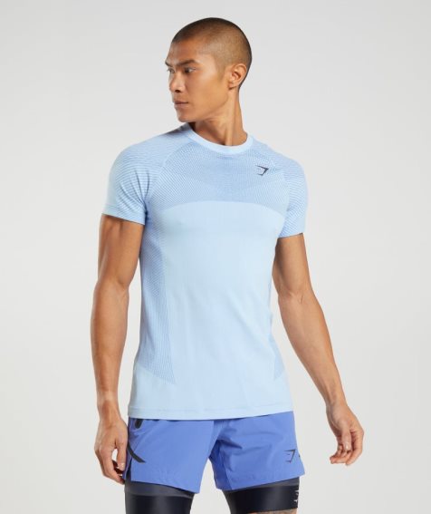 Men's Gymshark Apex Seamless T-Shirts Light Blue | CA 015ND8